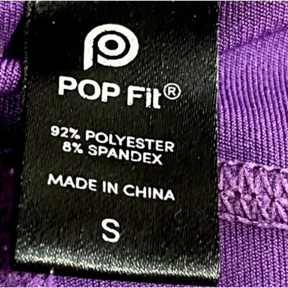 Pop Fit Purple Leggings Black Stars Celestial Pocket Small Stretch Sporty Lounge - Picture 4 of 4